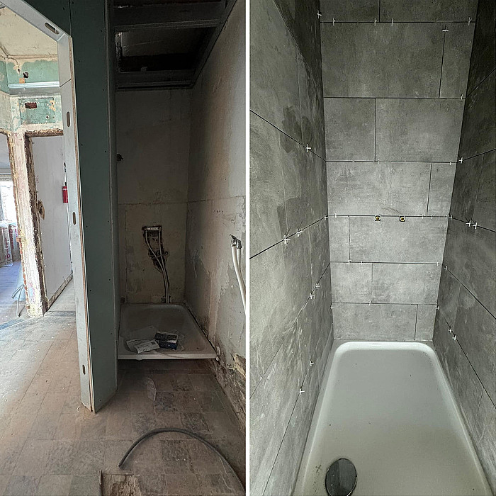 salle de bian sur mesure, mobilier, paroi de douche, chauffage, éclairage