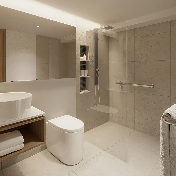 Cuisine, salle de bain, nouvel intérieur, configuration