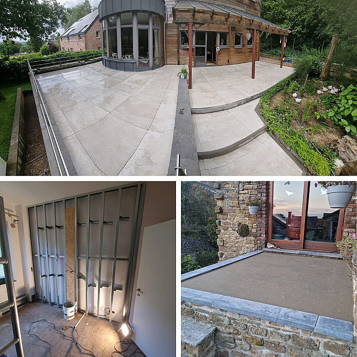 Nivellement, plafonnage, cloison, plâtre, enduisage, peinture, carrelage