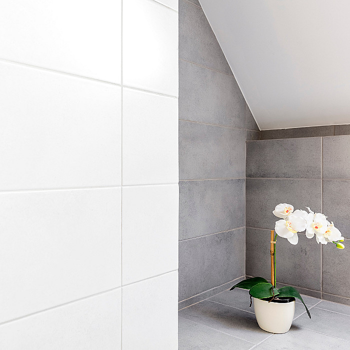 Grands carreaux, format de carrelage, salle d'eau, douche, baignoires