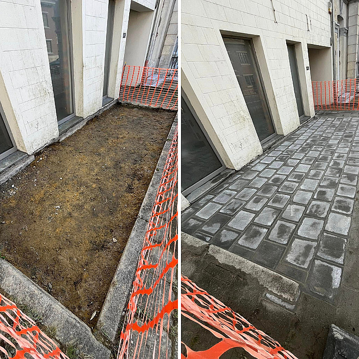terrassement Rance, excavation Chimay, nivellement Hainaut, évacuation des terres, préparation des sols, rénovation de façade, sablage de façade, maçonnerie générale, construction de terrain, égouttage, pavage, réfection de trottoir, remblayage, prêt à bâtir, aménagement extérieur