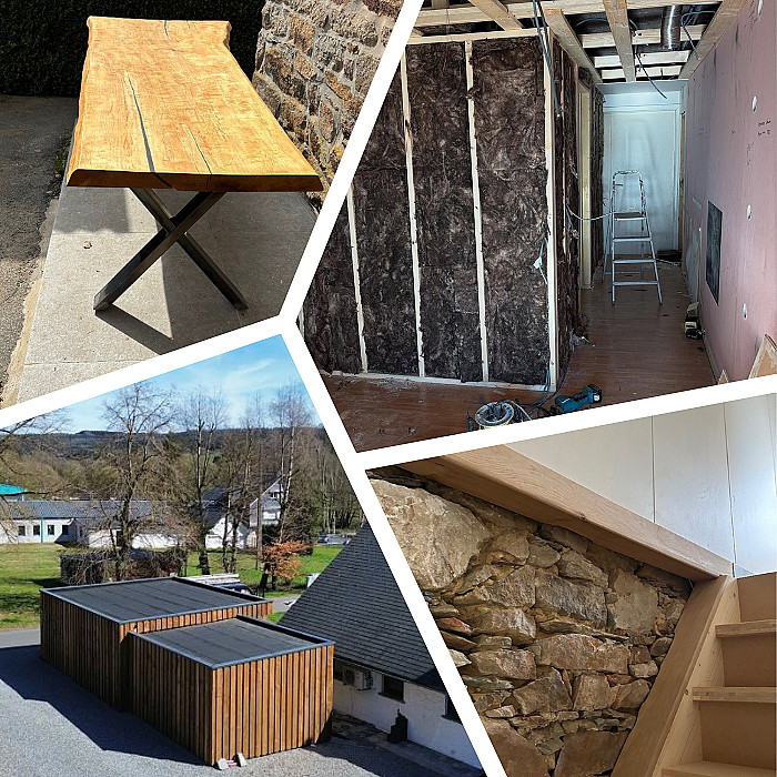 menuiserie, menuisier Malmedy, châssis en bois, châssis PVC, toiture, zinguerie, terrasse en bois, bardage, faux plafonds, isolation, charpente, aménagement de grenier, étanchéité de toiture, rénovation de toiture