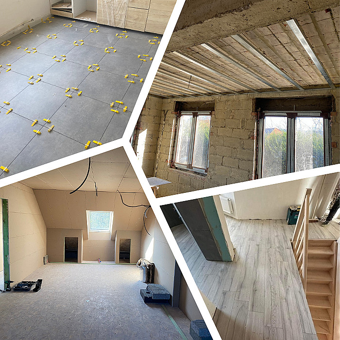 Parachèvement, plafonnage, sol, carrelage, isolation, parquet, menuiserie, chauffage, électricité