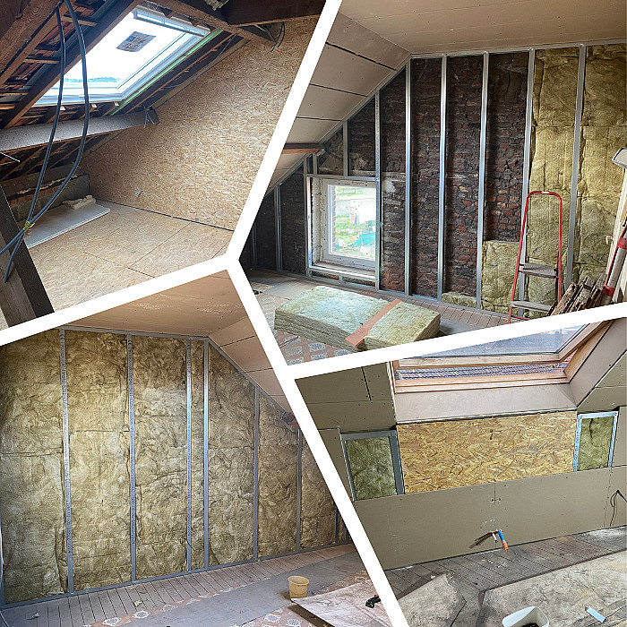 Sous-toit, isolants, cloisons, plancher, chauffage