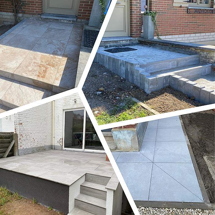 Allée de jardin, allée de garage, pavage, terrassement