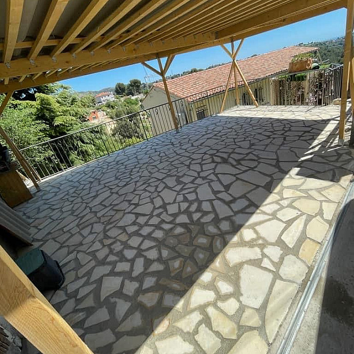 terrasse, aménagement extérieur, dallage, dalle en beton, pierre