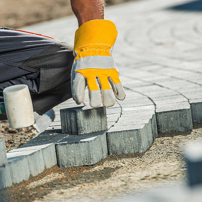 pavage, pavé, sols extérieurs, geotextile, sable, allée de garage, allée, abords