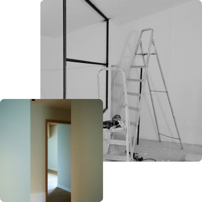 Finitions intérieures, création, pièce de vie, espace, aménagement intérieur