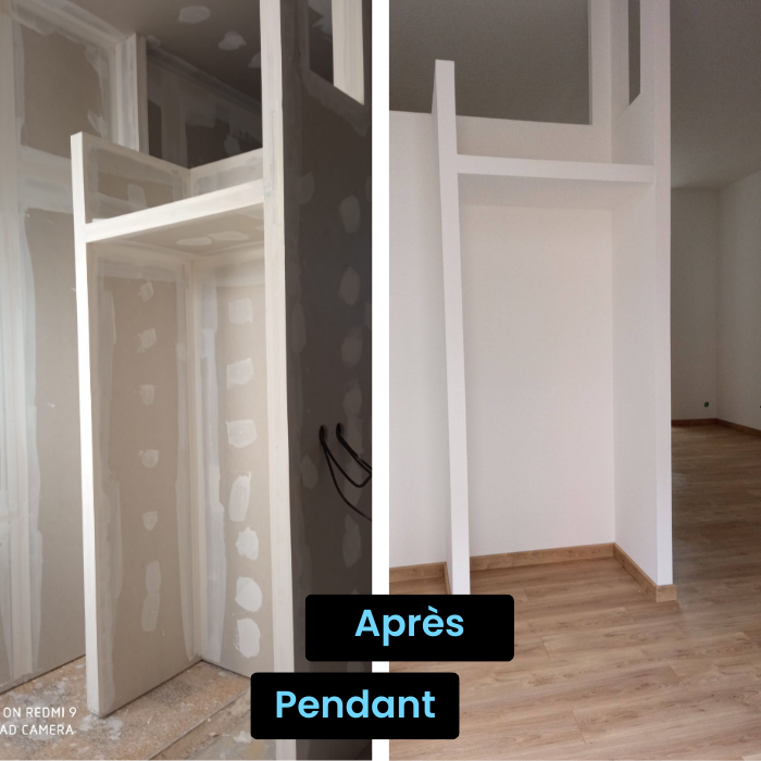 élement, étagère, enduit, création mobilier, murs, rangements intégrés, finitions, enduisage