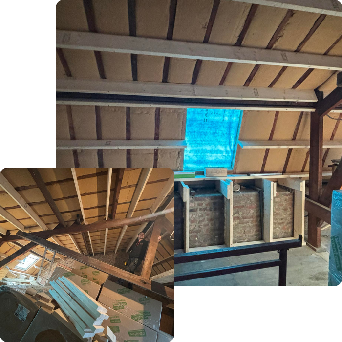 Pose d'isolants, thermique, acoustique, perfomance énergétique, nouvel étage, Velux, lucarne, chien assis, fenêtres