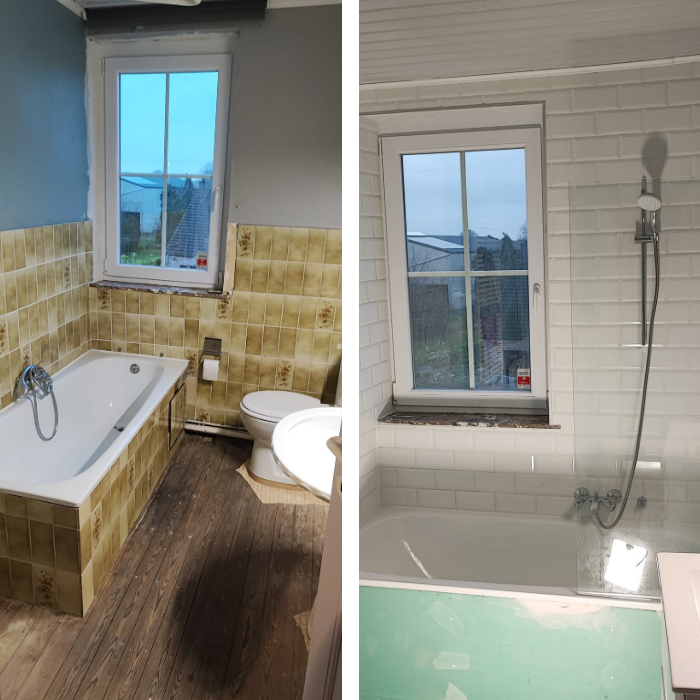 Salle de bain, rénovation, salle d'eau, baignoire, robinetterie, douche, carrelage, rénovation complète