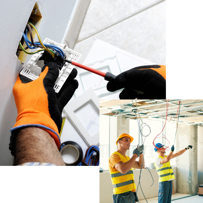 Nouvelle installation, éclairage, panneaux solaires, bornes de recharge, tirage de câble