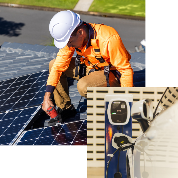 Installation électrique, raccordements, borne, panneaux solaires, test de sécurité