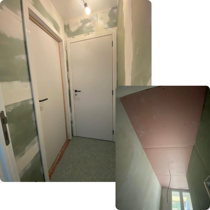 parachèvement, cloisons, plâtre, murs, cimentage, plafonnage, lissage murs