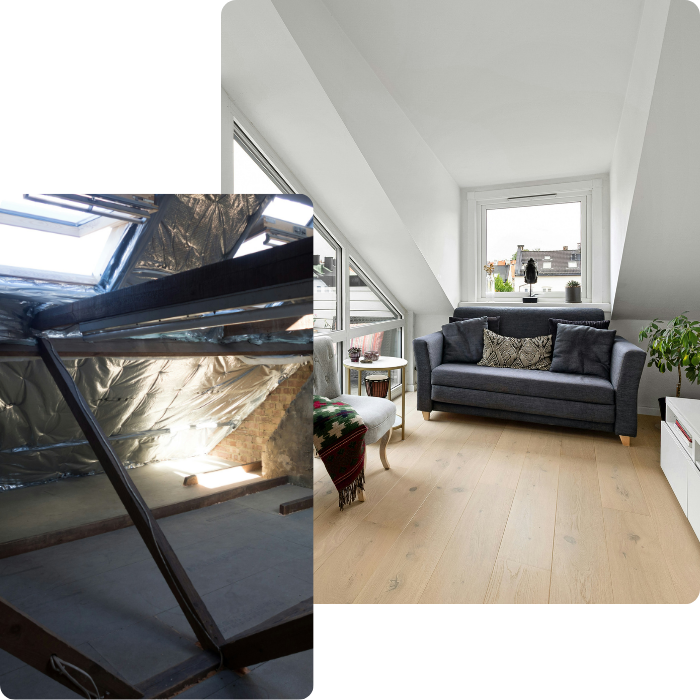 Aménagement, intérieur, sous toiture, combles, logement