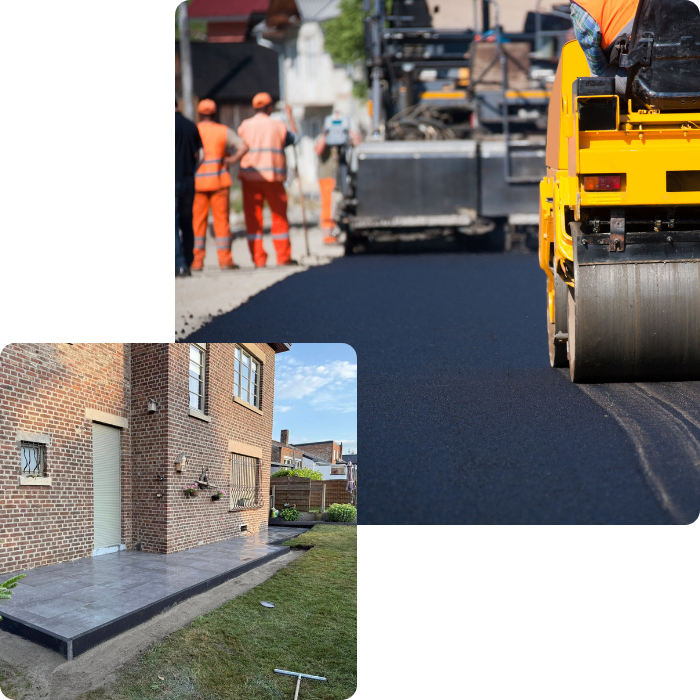 Façade, maçonnerie, muret, rénovation extérieure, allée, bordure, cours, pavage