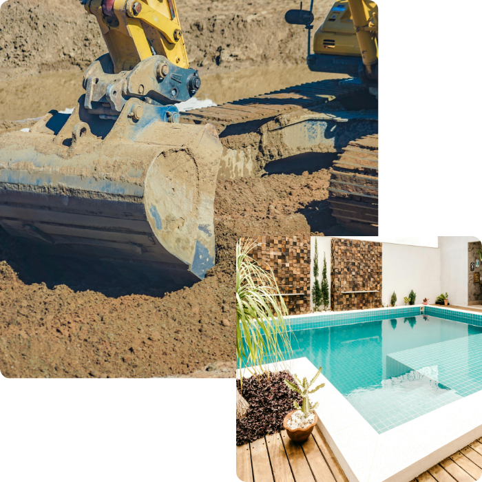 piscine, stabilisation du sol, radier, creusement, drainage