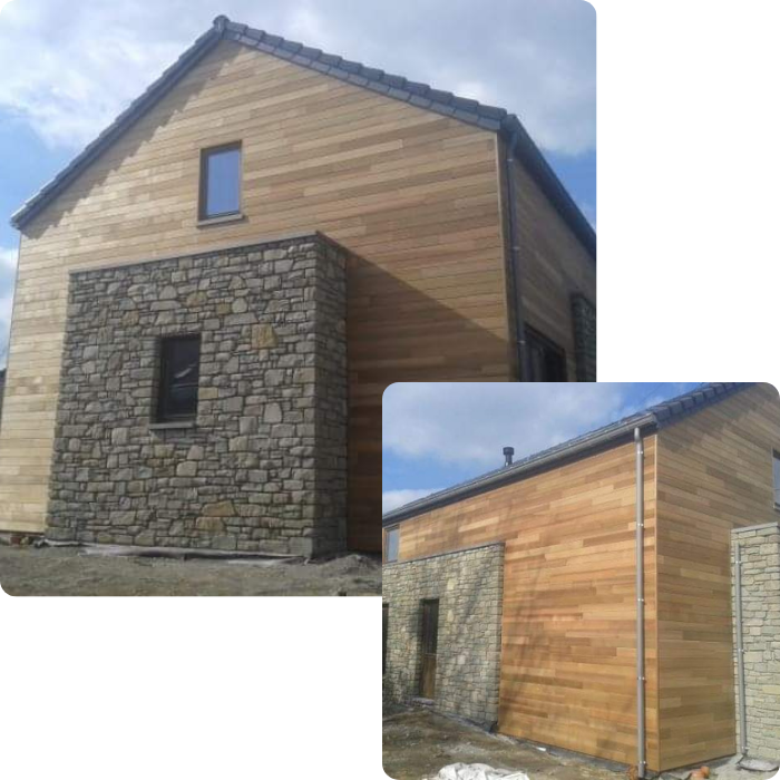 Bardage bois, boiserie, façade, revêtement extérieur