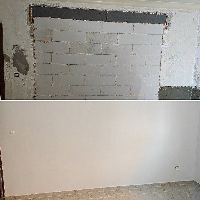 Algemene renovatie, gietvloer, tegelwerken binnen, afwerking, behang en wandbekleding, cementering, crépi of gevelbepleistering, gyproc en scheidingswanden, pleisterwerk, schilderwerken, wandtegels, nieuwe badkamer, renovatie badkamer, chapewerken, egalisatie, Audenarde, Ronse, Zottegem