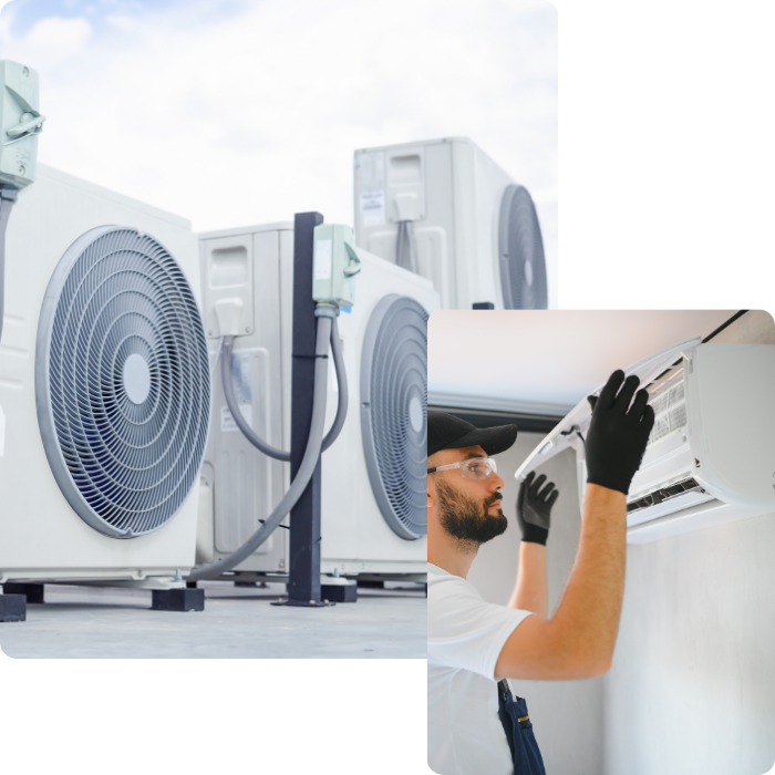 Climatisation, clim, air condtionné, unité, diffuseur, conduit, tuyaux, installation