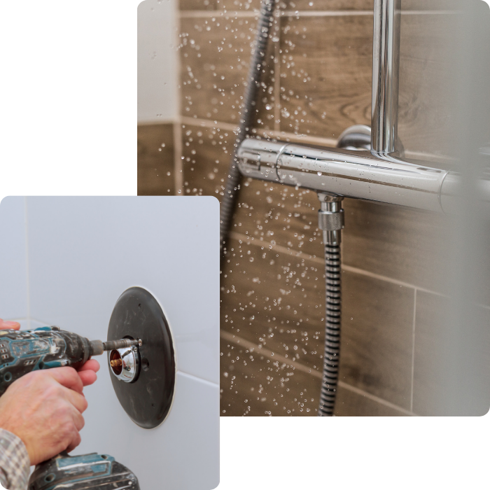 Lavabos, évier, raccordements, receveur, ba de douche, douche pmr