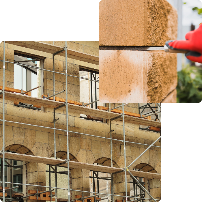 Rénovation façade, murs extérieurs, pierre, brique, pignon, nouvelle façade, réparation, sablage