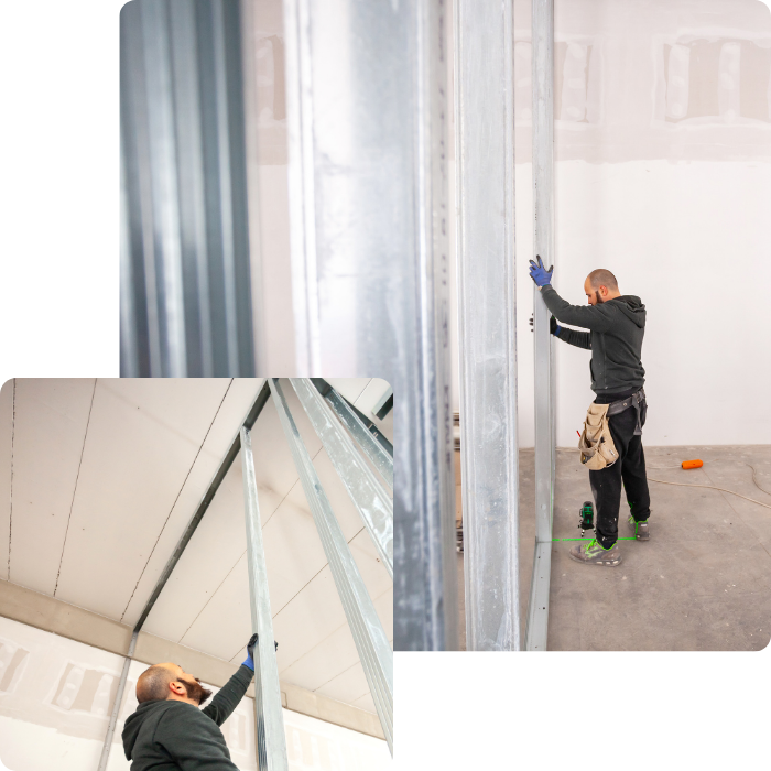 Plaquiste, plâtre, enduit, plâtrage, cloisons, aménagement, murs, plafonds