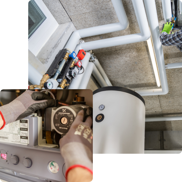 Plomberie, plombier, chauffagiste, appareils, installateur, composants, nouveau chauffage, remplacement