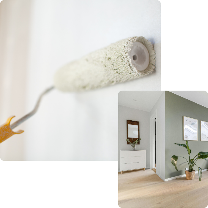 murs, airbnb, chmabre, entrée, intérieure, papier peint, tapisserie, décoration