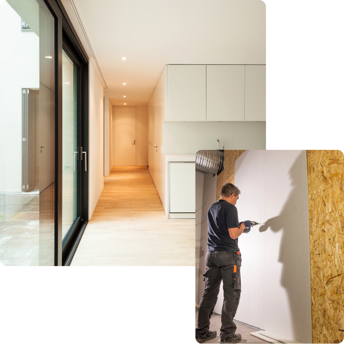 Rénovation, chantier, entreprise, isolation, plafonnage, cloisons, façade, murs,
                  sols, crépi; menuiserie extérieure, fenêtre