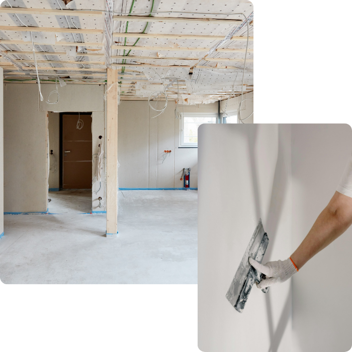 Pose de cloisons, murs intérieurs, isolation, isolants, rénovation intérieure, sols, murs, plafonds