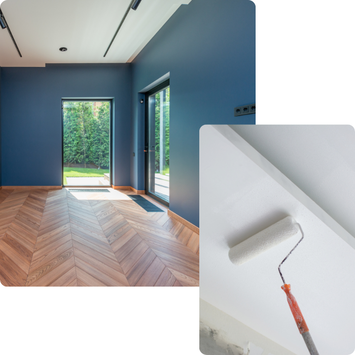 Parachèvement, finitions intérieures, murs enduits, cloisons, peinture