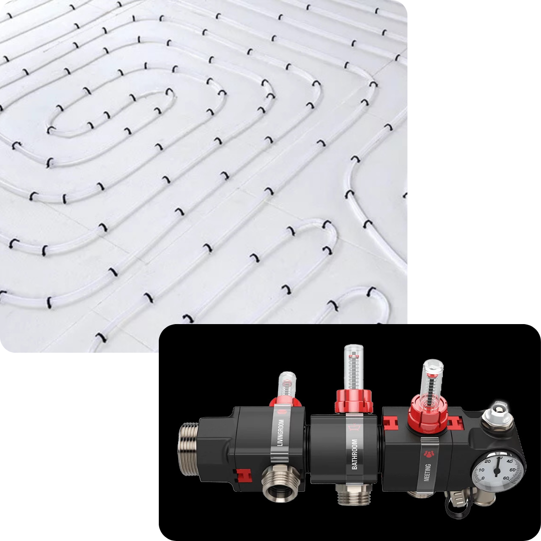 chauffage sol, chauffage surfacique, réseaus de chauffage, tuyaux, eau chaude, chauffagiste, plancher chauffant