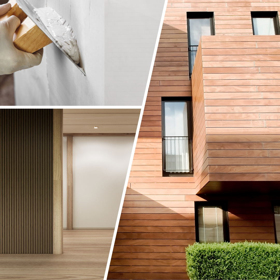 plafonnage, bardages, surfaces lisses, enduits