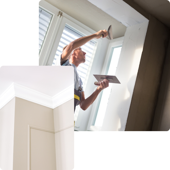 Plâtre, plâtrage, murs, plafonds