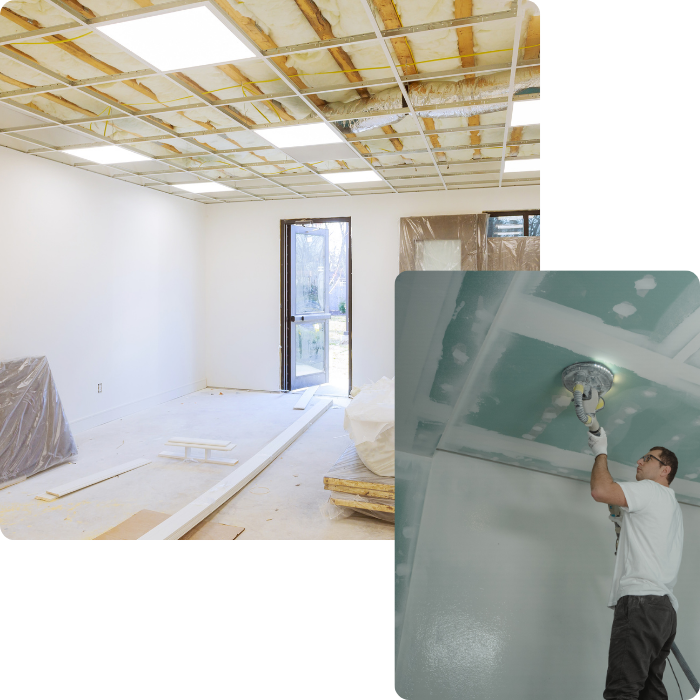 Plafonds, murs, faux plafonds, plafonnage, enduits, lissage murs, aménagement intérieur