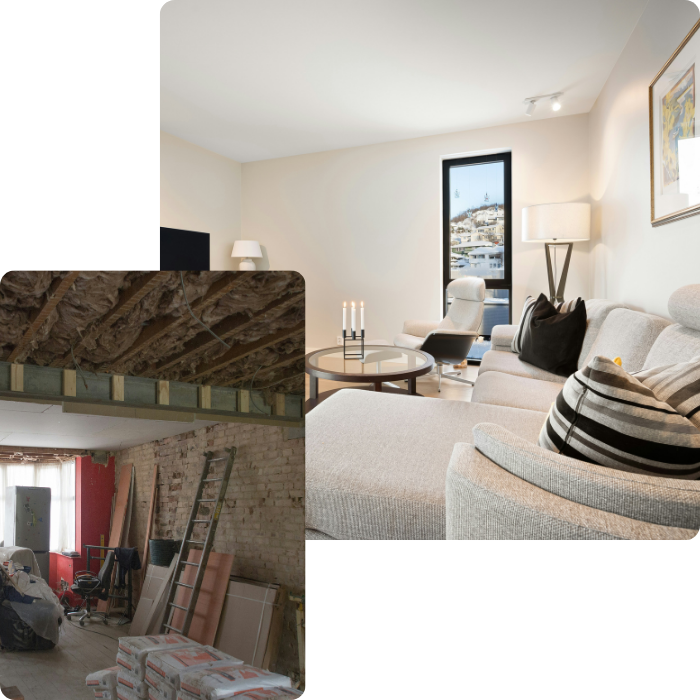 Parachèvement, plafonnage, sols, carrelage, toiture, agrandissement habitation, modification, construction