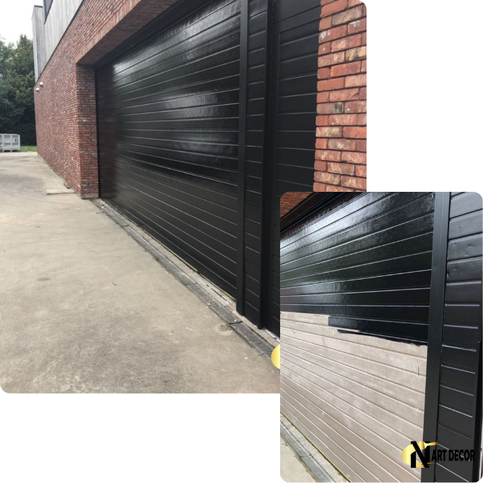 schilderwerk, garagedeur, buitenschrijnwerk, hout, metaal, renovatie van schilderwerk