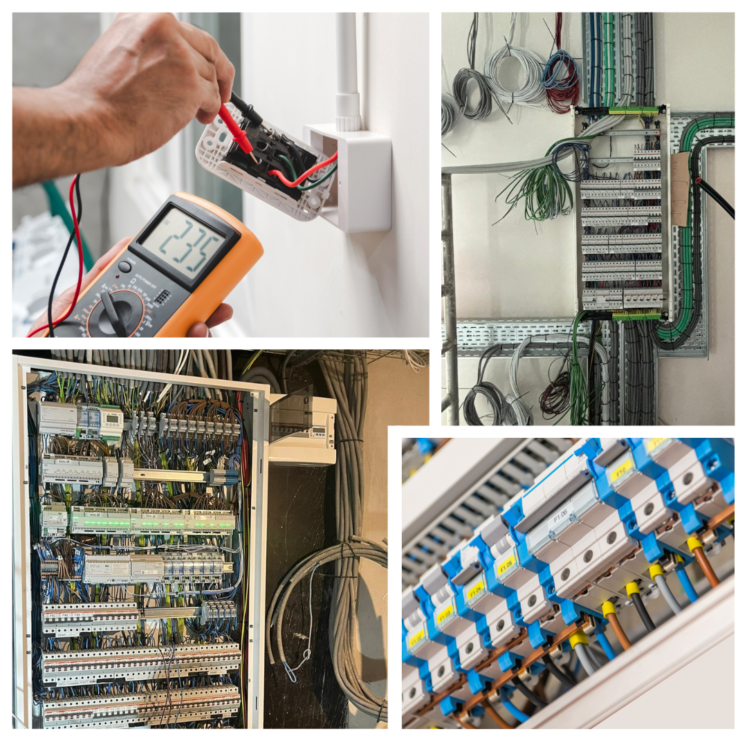 Électricité générale, tableaux électriques, prises, circuits, éclairages, systèmes de sécurité