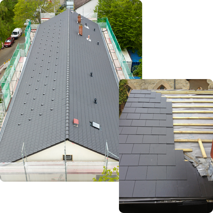 Modification de toiture, réfection, toitures plates, toitures inclinées