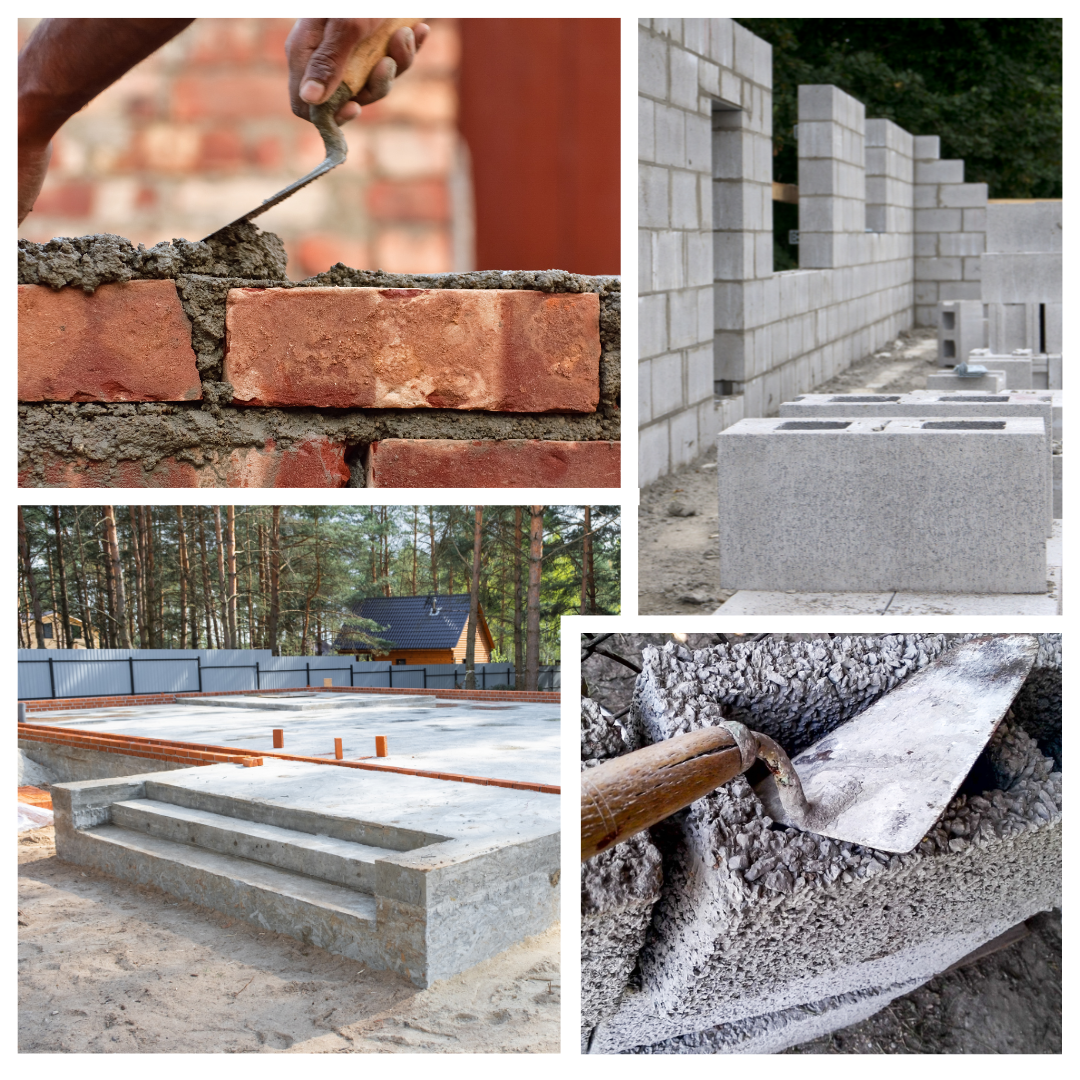 Maçonnerie, dalle béton, muret, seuil, soubassement