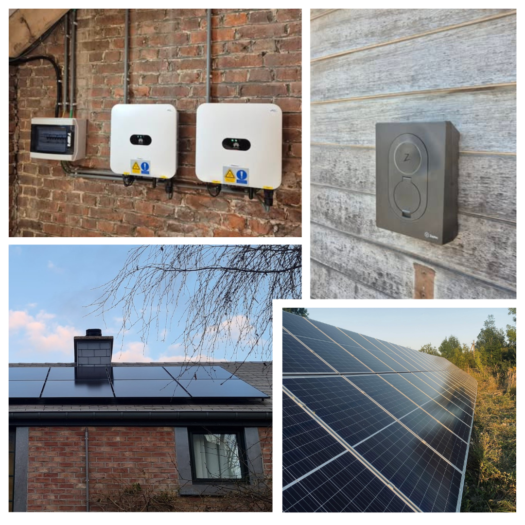 Andenne, Huy, porte de garage, panneaux photovoltaïques, véhicule électrique