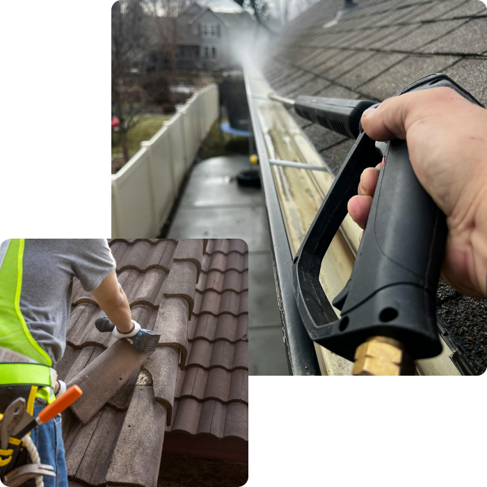 Toiture, réparation, couverture, corniche, toit, gouttière