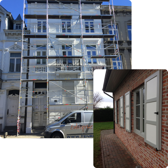 peinture extérieure, volet, couleur, boiserie, menuiserie extérieure, 
                    rénovation peinture, corniches, bois