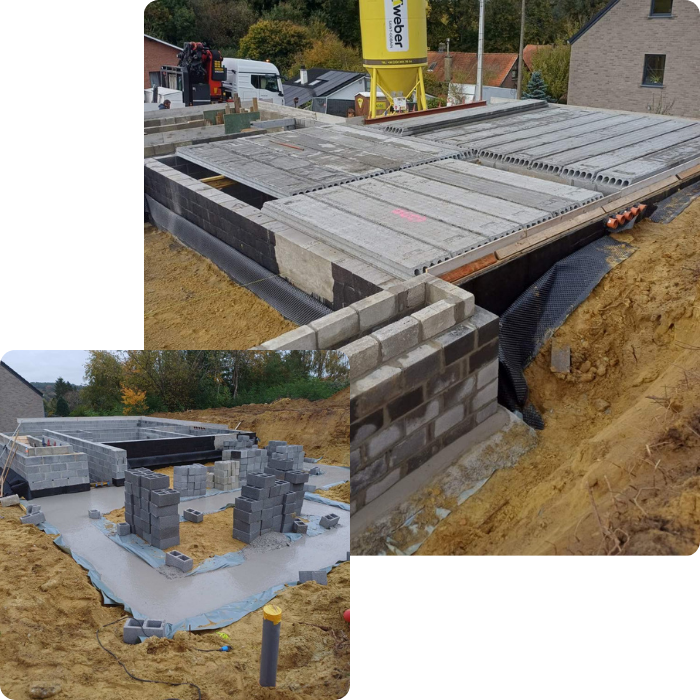 gros oeuvre, construction, égouttage, fondations,maçonnerie, béton, dalle, murs, maison, clé sur porte