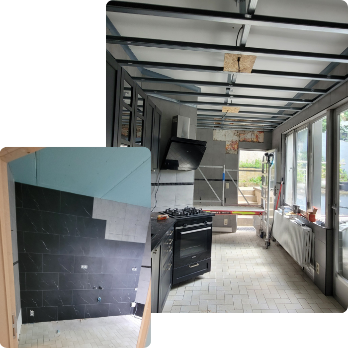 Gyproc, cloisons, pose, fixation, murs, rénovation intérieure, faux plafonds