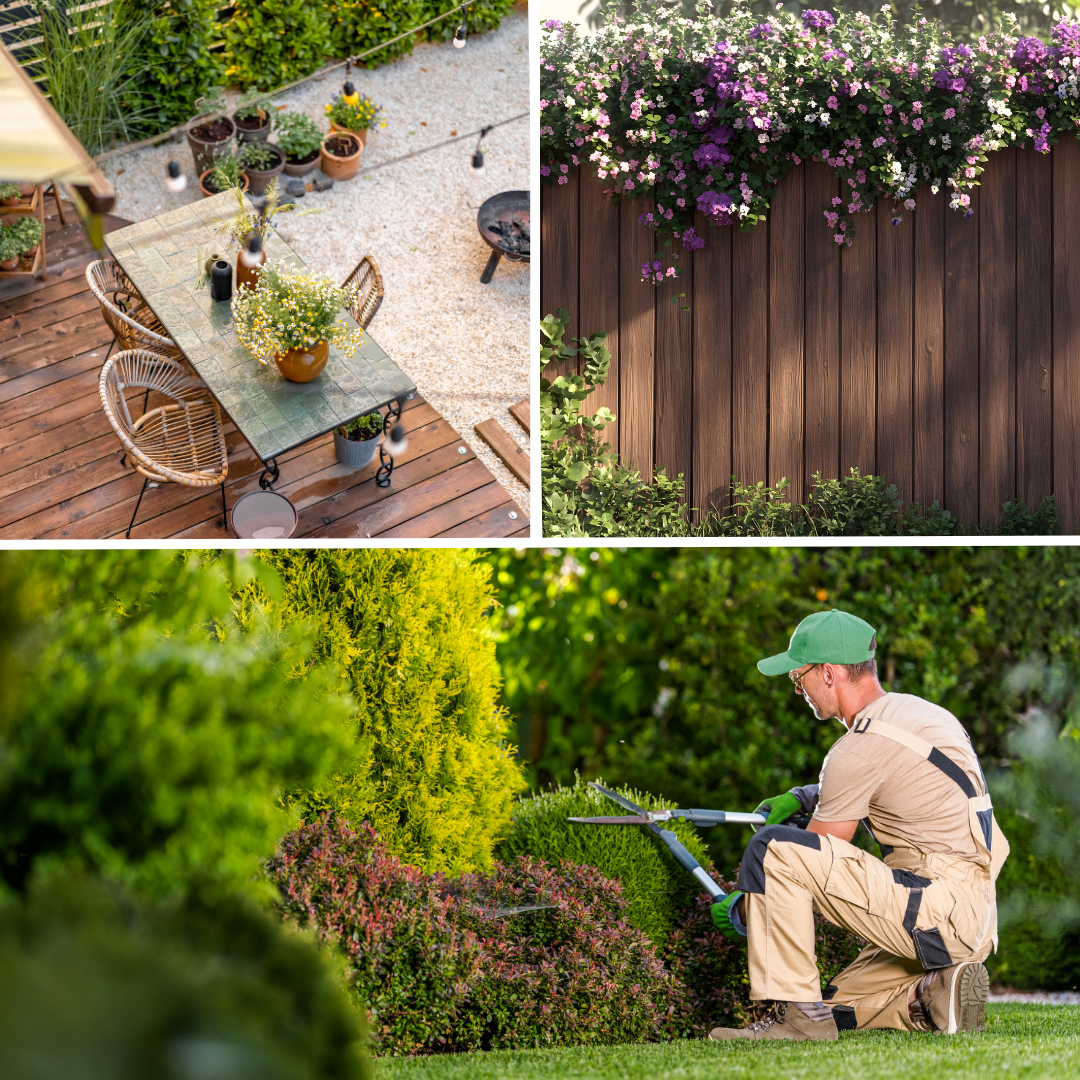 Entretien de jardin, escalier extérieur, abri de jardin, annexe