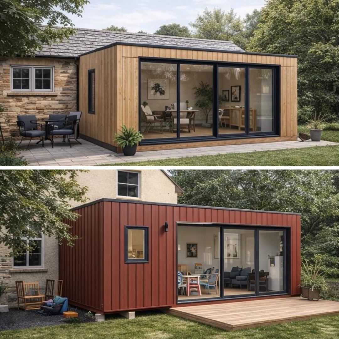 Aménagement de container maritime, annexe container, extension modulaire, bureau container, poolhouse container