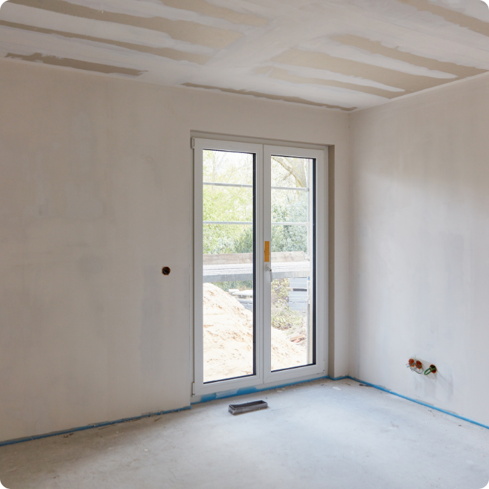 Carrelage, revêtement de sols, sols intérieurs, plâtrage, peinture, après couche, finitions