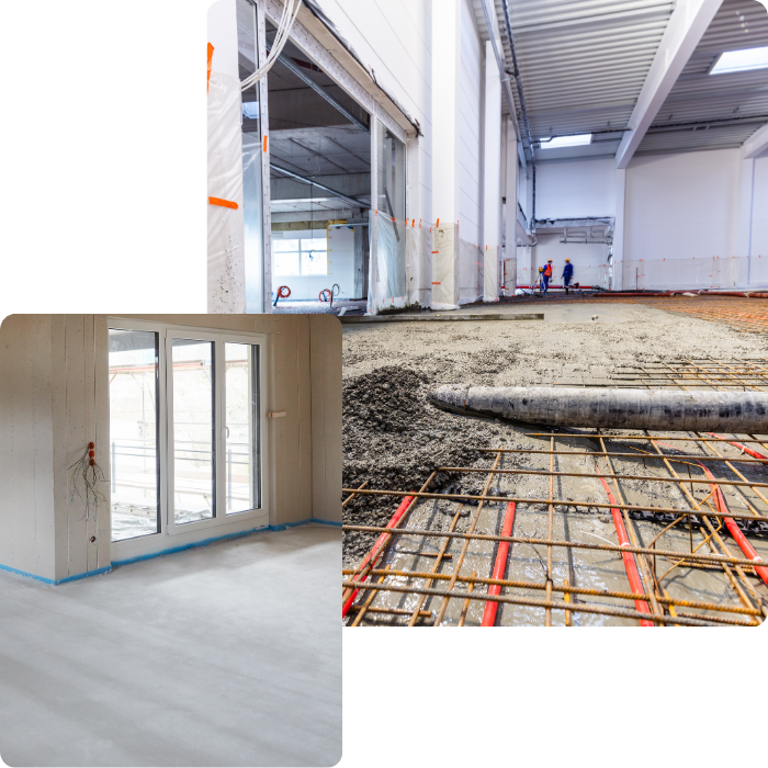 Chape, coulage, béton, dallage, construction, maçonnerie, muret, revêtements